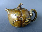 A  nice Qing Dyn. marked  " Pumpkin " bronze teapot