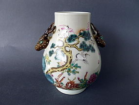A very beautiful Jiaqing marked  enamel decorated vase