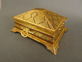 A museum qual. Koftgari iron with gold wire casket
