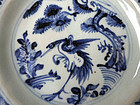 A very good middle Ming blue and white dish with Crane