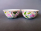 A pair of brilliantly enamelled Republican  Lotus Bowls