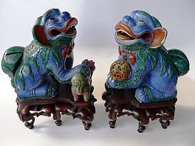Pair Kangxi Buddhistic lions,  Aristocratic collection
