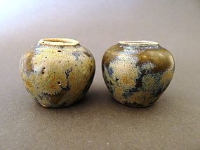 Extremely rare Tang Dyn. Phosphatic splash -glazed jars