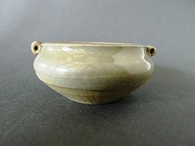 An excellent Yue ware small jar with a very decorative, rare, shape