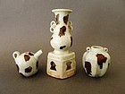 A quite important group of 3 Yuan Qingbai items with iron brown spots