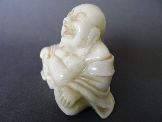A really nice Seated White Hardstone Figure of Budhai, possibly Jade