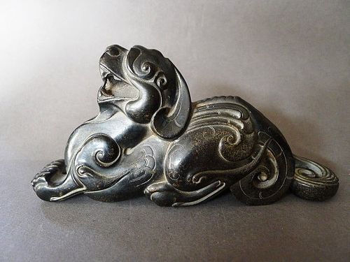 Superbly cast eighteenth century bronze Kilin or Lion ( paper weight )