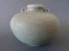 A quite large Song - Yuan Guan glazed Celadon jar