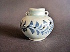 Perfect, mint cond.Yuan Dynasty  blue and white Jarlet.