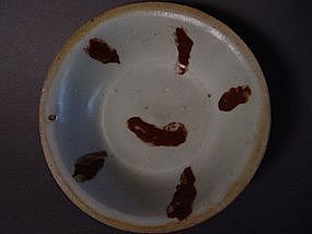 Rare Yuan  iron brown splashed Qingbai dish ( cup )