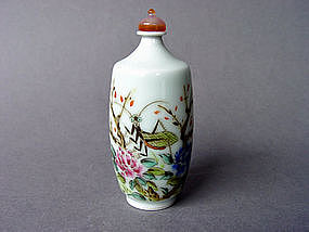 Nice rare shape Snuff Bottle with Grasshopper Design