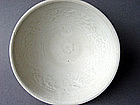 Rare Annamese white glazed Bowl with molded decoration