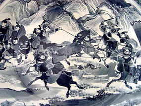 Superb extra large Kangxi revival  battle scene Plate