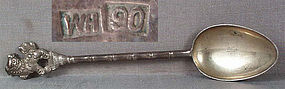 19c Chinese Export silver SPOON Foo lion hallmarked