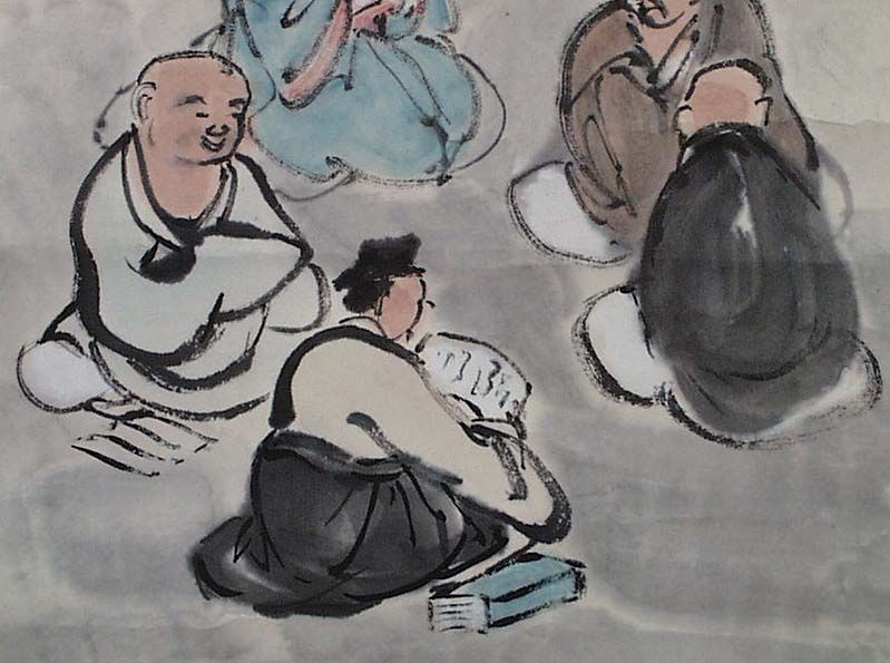 Japanese scroll painting 6 poets ROKKASEN by KEIZAN