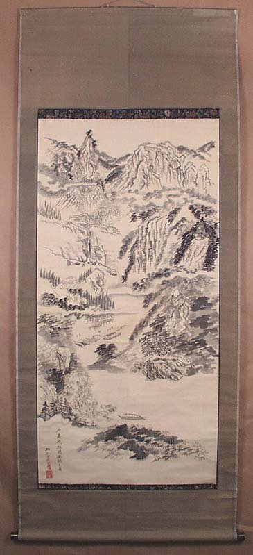 19c Japanese scroll painting LANDSCAPE by SHOKO