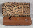 19c Japanese bronze incense game box TOKUGAWA crest
