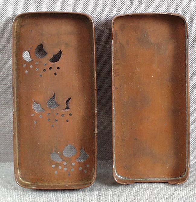 19c Japanese bronze incense game box TOKUGAWA crest