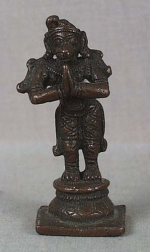 19c Indian bronze votive statue HANUMAN
