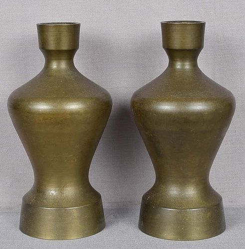 Pair of 19c Japanese bronze altar VASES