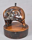 19c Chinese scholar rootwood INCENSE STICK HOLDER BUFFALO