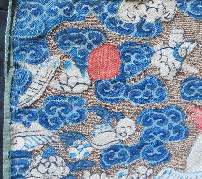 19c kesi Chinese textile 9th RANK BADGE MANDARIN SQUARE