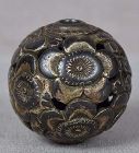 19c metal OJIME netsuke slide CHERRY FLOWERS