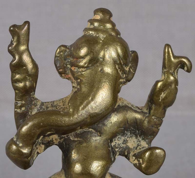 Early 19c Indian bronze GANESHA with rat