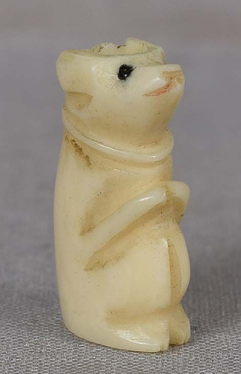 19c staghorn OJIME netsuke slide DOG