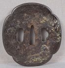 18c Japanese sword TSUBA SCHOLAR fishing