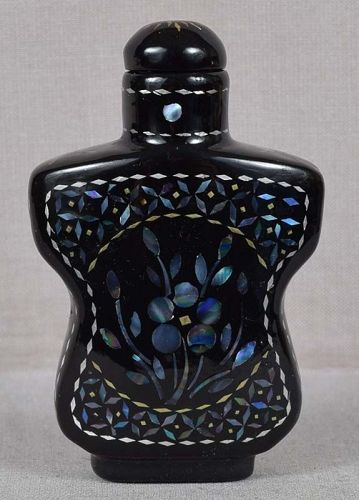 19c Chinese lacquer burgaute SNUFF BOTTLE