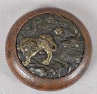 19c netsuke mixed metal DRAGON & TIGER