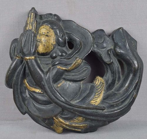 18/19c Japanese bronze TEMPLE decoration TENNIN Buddhist angel