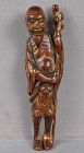 18c netsuke TALL SENNIN with staff 124mm