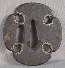 18c Japanese sword tanto TSUBA golden scrolls