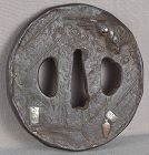 18c Japanese sword TSUBA TENGU in flight