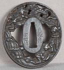 18c Japanese sword TSUBA 4 samurai by SOTEN