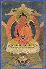 Early 19c Tibetan thangka BUDDHA AMITABHA