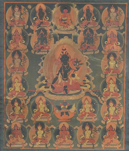 18c Tibetan thangka 21 FORMS OF GREEN TARA