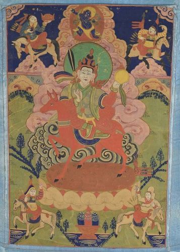 Early 19c Tibetan thangka GUBILHA 5 deities