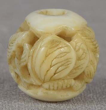 19c ojime netsuke slide  BUTTERFLY & PEONY