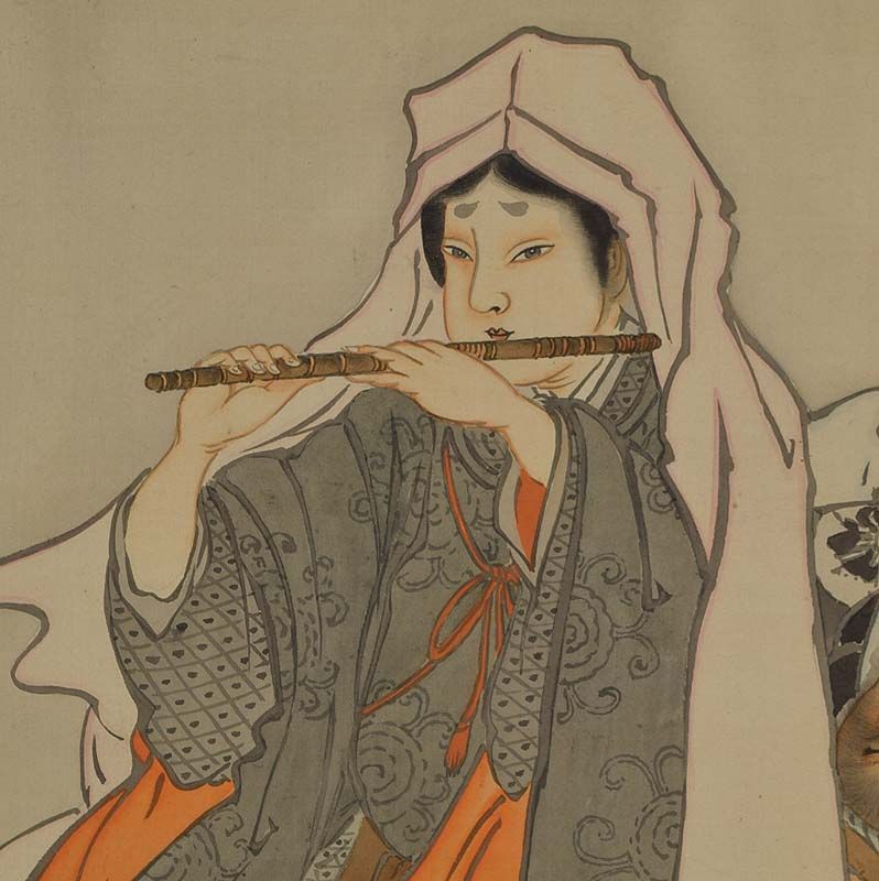 1910s Japanese scroll painting YOSHITSUNE &amp; BENKEI by YOSHIZAKI