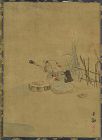 19c Japanese scroll painting BEATING CLOTH by SOTANI