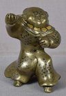 19c Japanese mixed metal SCROLL WEIGHT Chinese boy