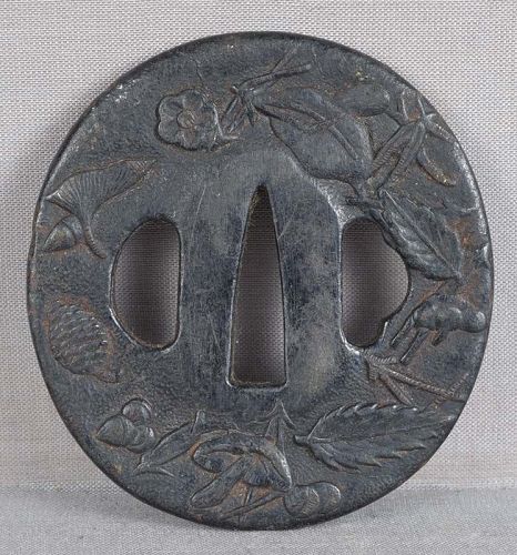 18c Japanese sword TSUBA forest items