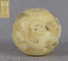 19c marine OJIME netsuke slide GOURD AGAINST NAMAZU by IKKO