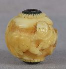 19c marine OJIME netsuke slide HOTEI & BOYS