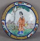 19c Chinese scholar Canton enamel SEAL PASTE BOX