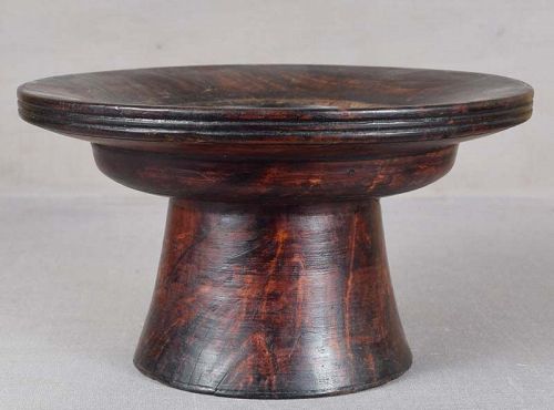 Early 19c Tibetan BURL temple offering dish / stand