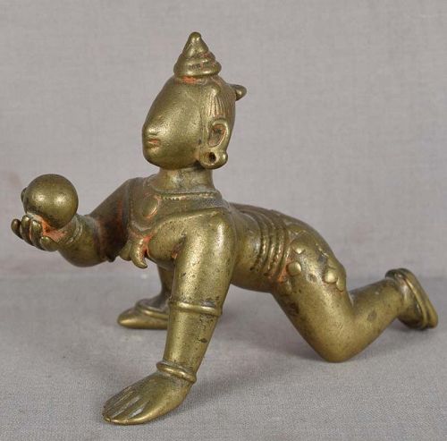 17/18c Indian bronze KRISHNA the butter thief